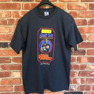 Vintage 90s Single Stitch Dick Tracy Admit One Midnight Movie Screening T-Shirt